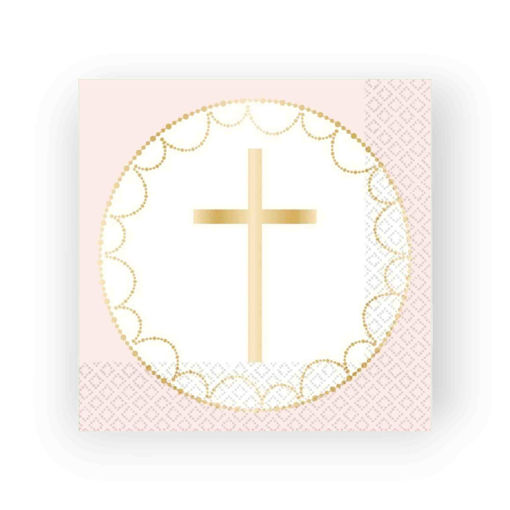 Picture of PAPER NAPKINS BOTANICAL CROSS PINK 33X33CM - 20 PACK